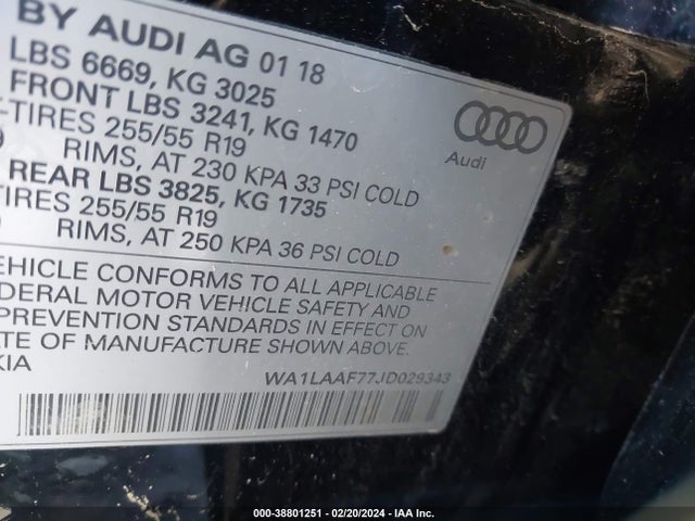 WA1LAAF77JD029343 Audi Q7 3.0t Premium
