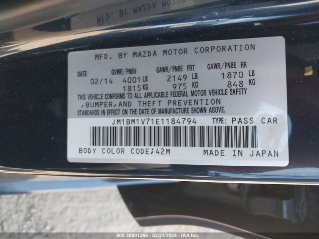 Mazda Mazda3 I Touring 2014 JM1BM1V71E1184794 Image 9