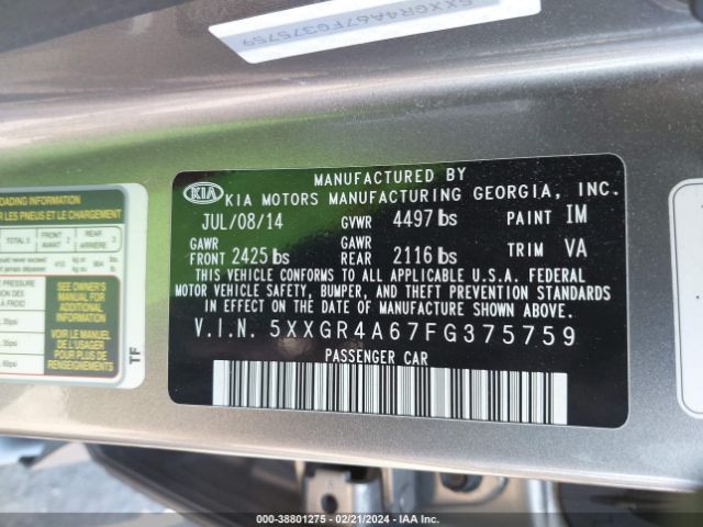 5XXGR4A67FG375759 KIA Optima Sx Turbo
