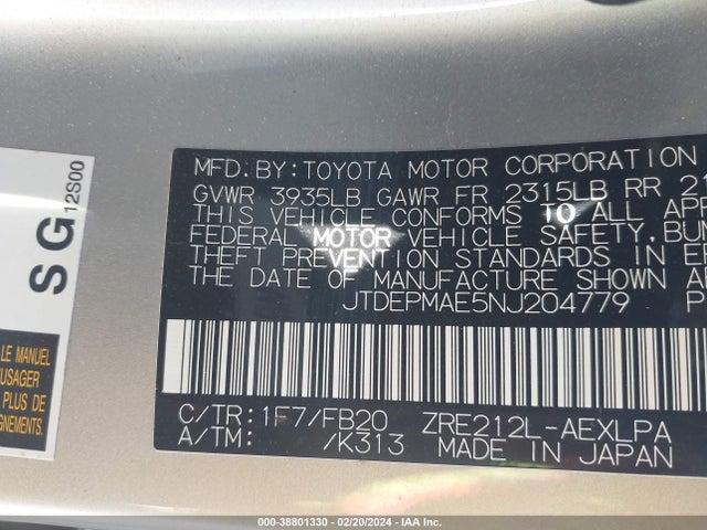 Toyota COROLLA LE 2022 JTDEPMAE5NJ204779 Image 9