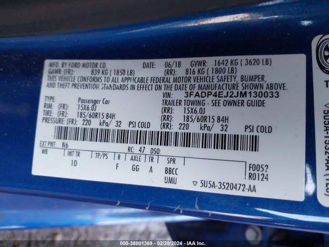 Ford FIESTA SE 2018 3FADP4EJ2JM130033 Image 9