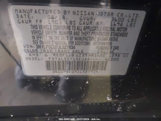 Nissan KICKS SV 2018 3N1CP5CU7JL527934 Image 9