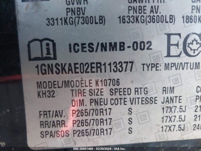 Chevrolet Tahoe Ls 2014 1GNSKAE02ER113377 Image 9