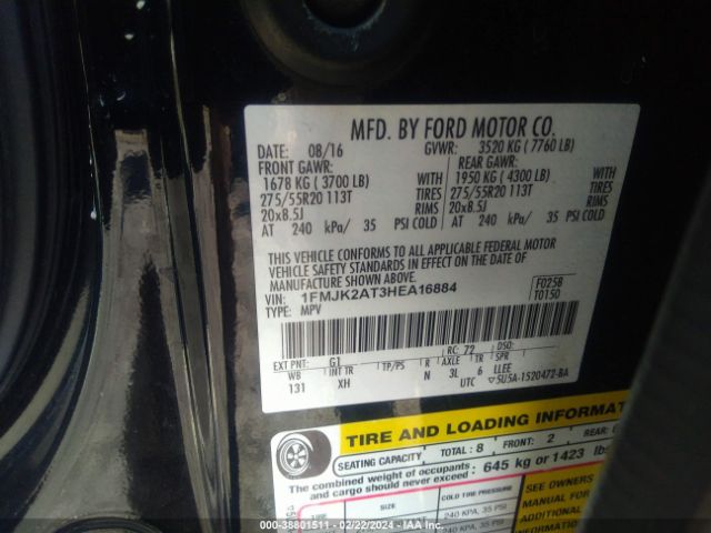 1FMJK2AT3HEA16884 Ford Expedition El Limited