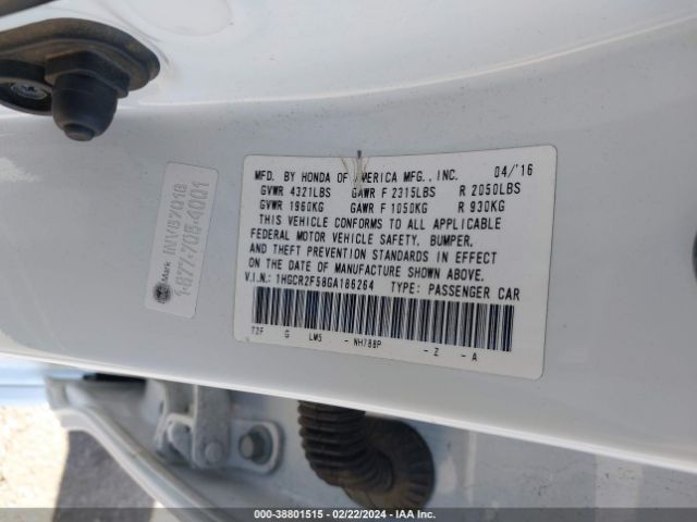 1HGCR2F58GA186264 Honda Accord Sport