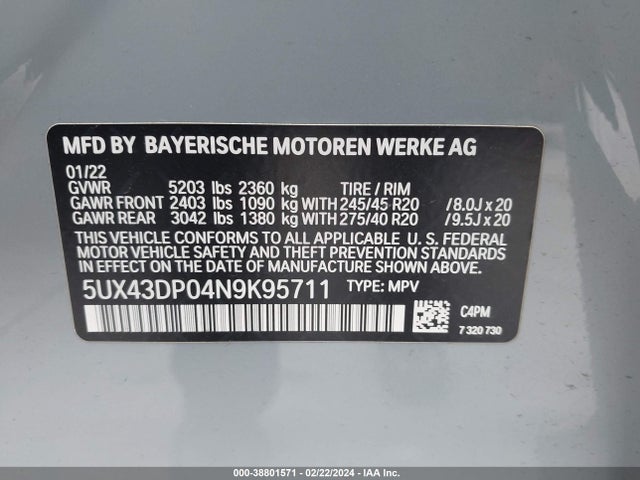 BMW X3 Sdrive30i 2022 5UX43DP04N9K95711 Image 9