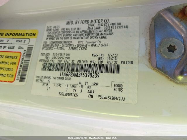 1FA6P8AM3F5390339 Ford Mustang V6