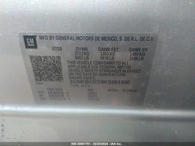 Chevrolet Blazer 2019 3GNKBCRS8KS691600 Image 9