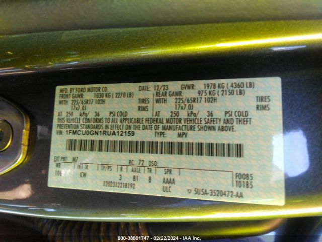 1FMCU0GN1RUA12159 Ford Escape Active