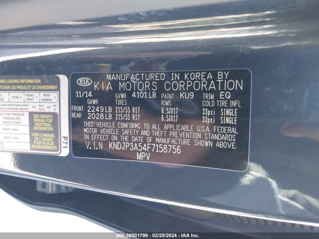 KIA SOUL + 2015 KNDJP3A54F7158756 Image 9