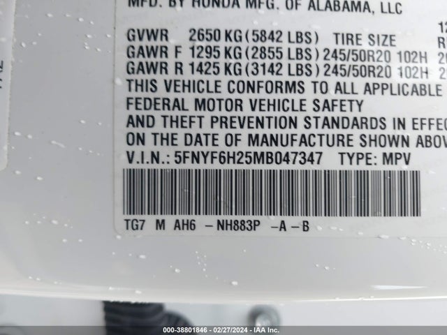 Honda Pilot Awd Special Edition 2021 5FNYF6H25MB047347 Image 9