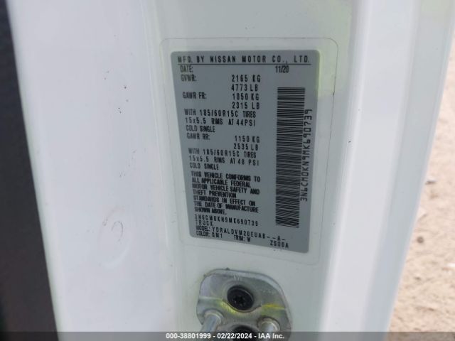 3N6CM0KN9MK690739 Nissan Nv200 Compact Cargo S Xtronic Cvt