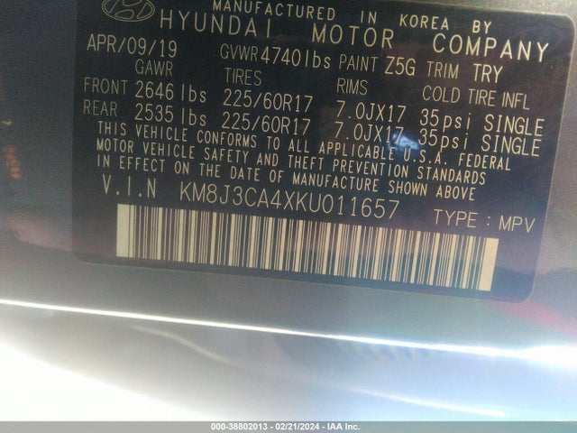 Hyundai Tucson Value 2019 KM8J3CA4XKU011657 Image 9