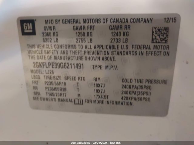 2GKFLPE39G6211491 GMC Terrain Slt