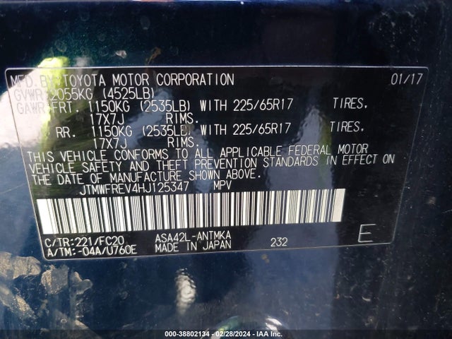 Toyota Rav4 Xle 2017 JTMWFREV4HJ125347 Image 9