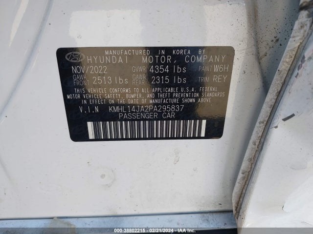 Hyundai SONATA SEL 2023 KMHL14JA2PA295837 Image 9
