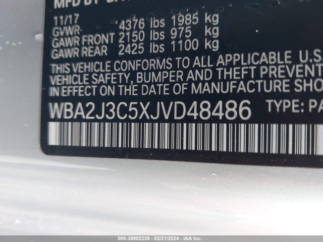BMW 230i Xdrive 2018 WBA2J3C5XJVD48486 Image 9