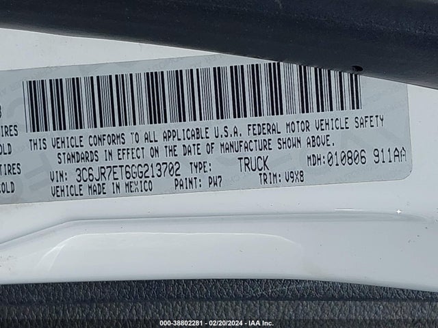 RAM 1500 Slt 2016 3C6JR7ET6GG213702 Image 9