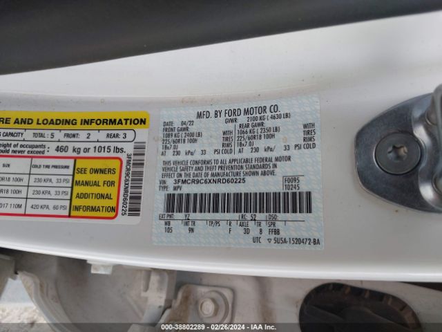 3FMCR9C6XNRD60225 Ford Bronco Sport Outer Banks