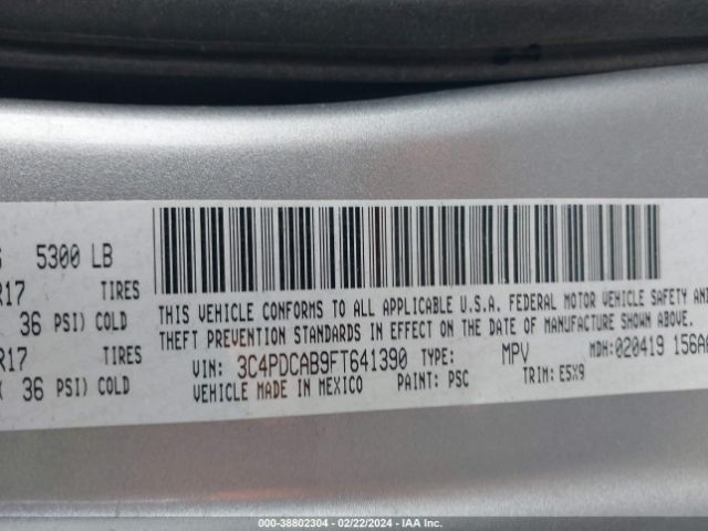 3C4PDCAB9FT641390 Dodge Journey American Value Pkg