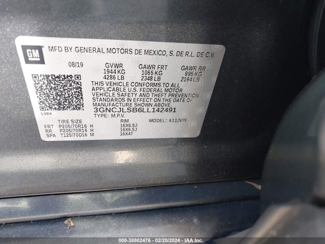 Chevrolet Trax Fwd Lt 2020 3GNCJLSB6LL142491 Image 9