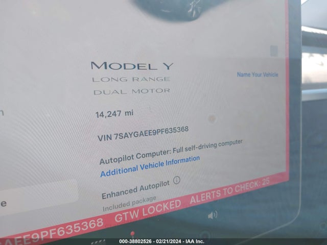 7SAYGAEE9PF635368 Tesla Model Y Awd/long Range Dual Motor All-wheel Drive