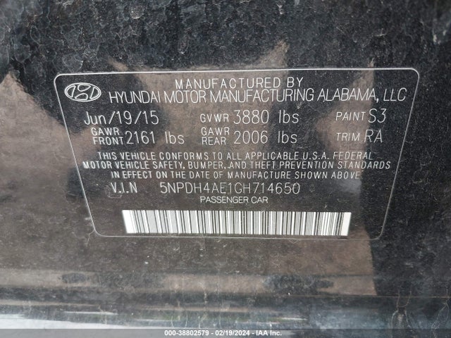 Hyundai ELANTRA SE 2016 5NPDH4AE1GH714650 Image 9
