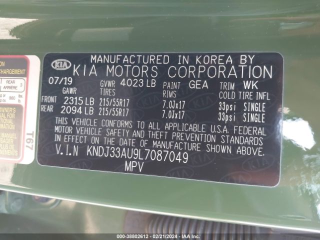 KNDJ33AU9L7087049 KIA SOUL EX