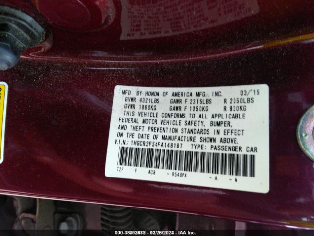 1HGCR2F54FA148187 Honda Accord Sport