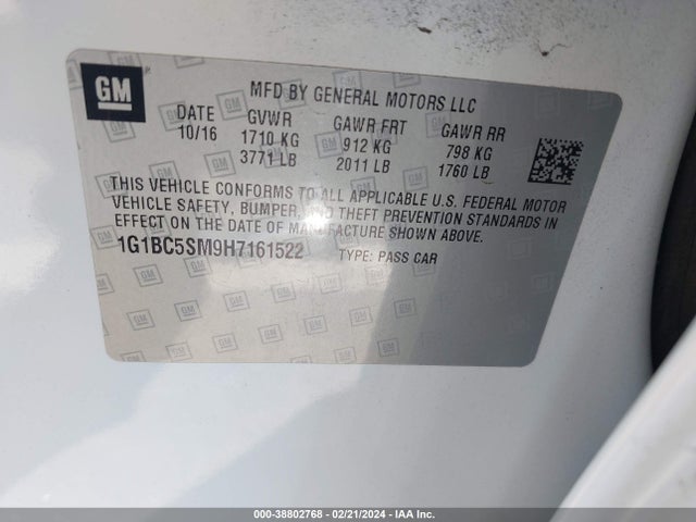 Chevrolet Cruze Ls Auto 2017 1G1BC5SM9H7161522 Image 9