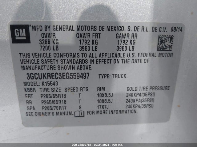 Chevrolet Silverado 1500 1lt 2014 3GCUKREC3EG559497 Image 9