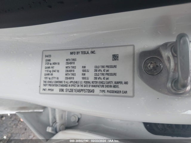 Tesla Model 3 Rear-wheel Drive 2023 5YJ3E1EA6PF570649 Image 9
