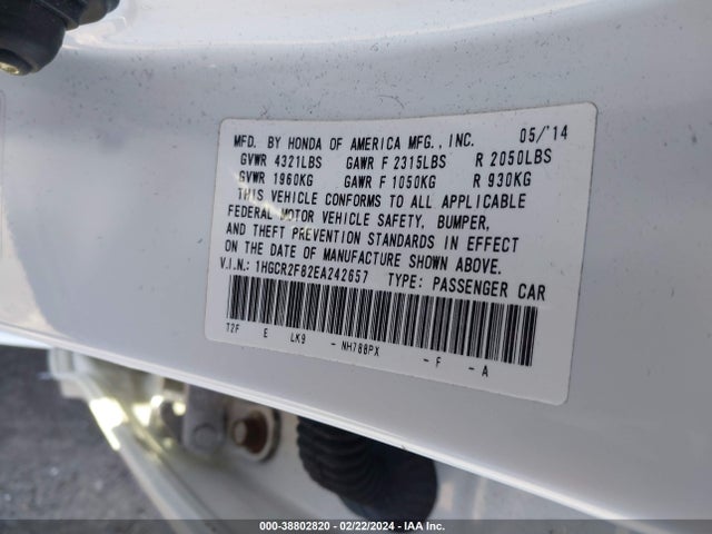 Honda Accord Ex-l 2014 1HGCR2F82EA242657 Image 9