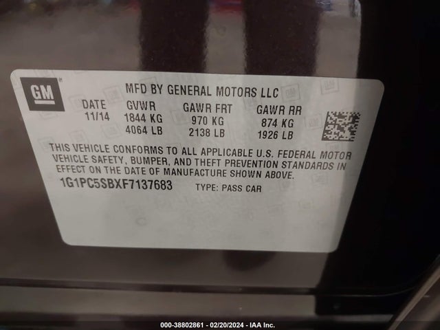 Chevrolet Cruze 1lt Auto 2015 1G1PC5SBXF7137683 Image 9