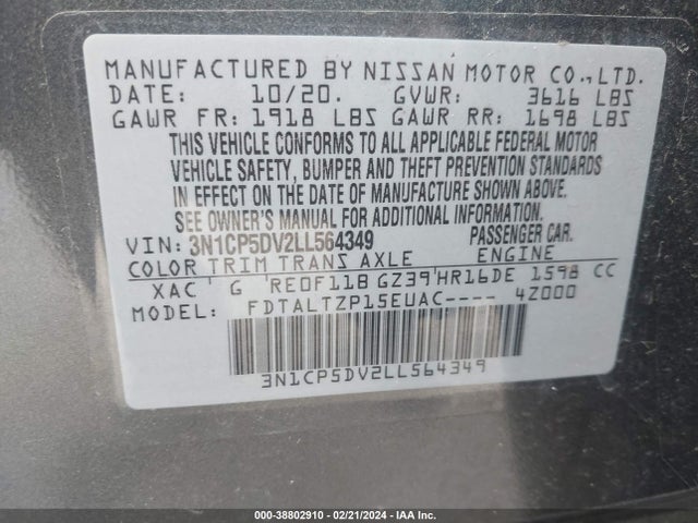 Nissan Kicks Sr Xtronic Cvt 2020 3N1CP5DV2LL564349 Image 9