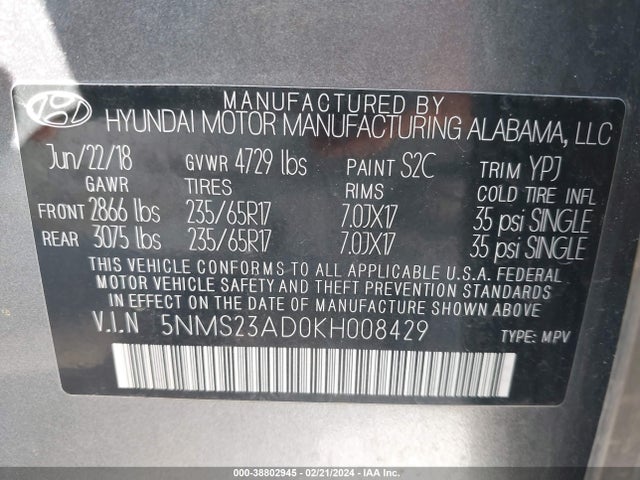 Hyundai Santa Fe Se 2019 5NMS23AD0KH008429 Image 9