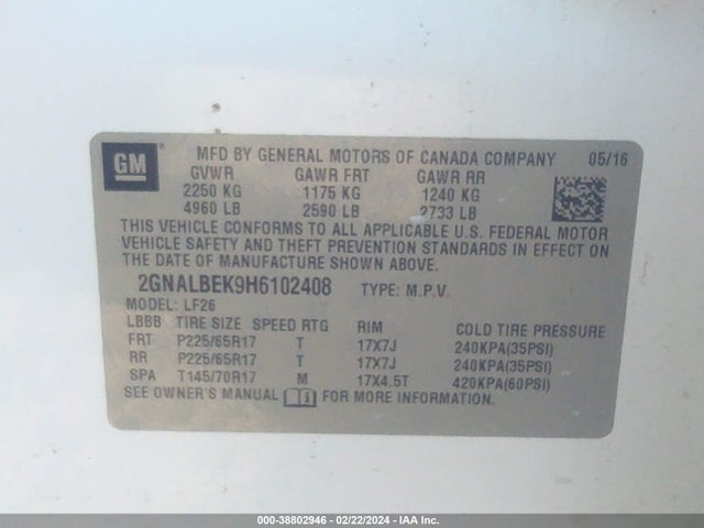 Chevrolet EQUINOX LS 2017 2GNALBEK9H6102408 Image 9