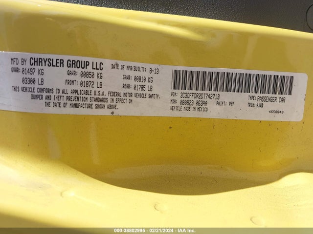 2013 FIAT 500C 3C3CFFDR2DT742713 Photo 8