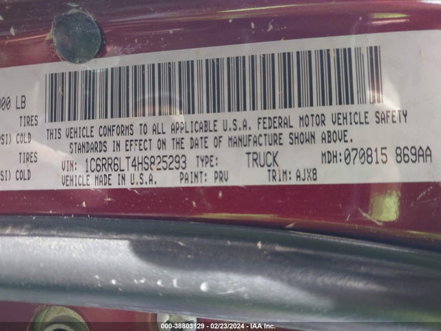 1C6RR6LT4HS825293 RAM 1500 Lone Star Silver  4x2 5'7 Box