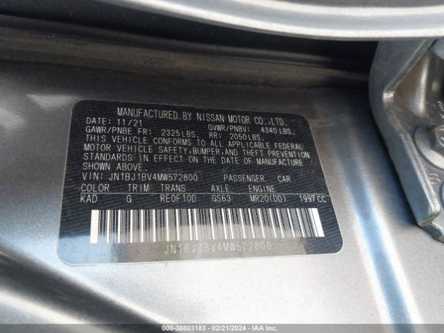 JN1BJ1BV4MW572800 Nissan Rogue Sport Sv Fwd Xtronic Cvt