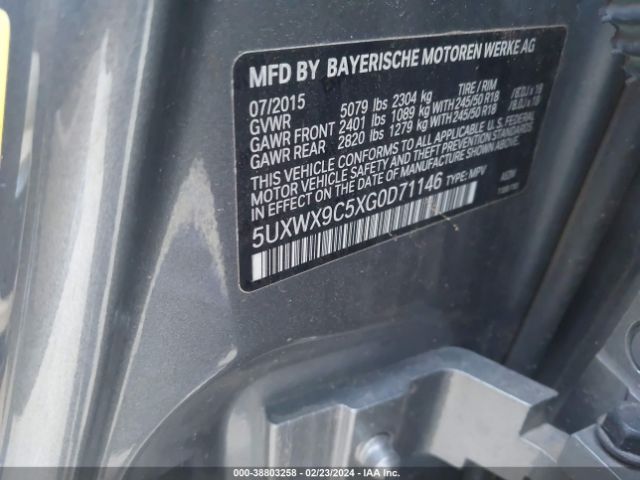2016 BMW X3 5UXWX9C5XG0D71146 Photo 8
