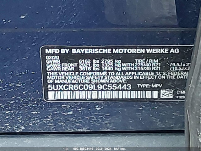 5UXCR6C09L9C55443 BMW X5 Xdrive40i
