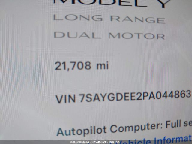 7SAYGDEE2PA044863 Tesla Model Y Awd/long Range Dual Motor All-wheel Drive