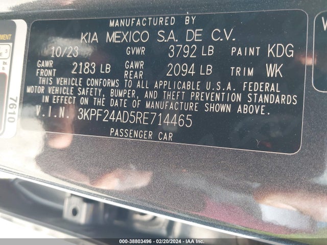 KIA Forte Lxs 2024 3KPF24AD5RE714465 Image 9