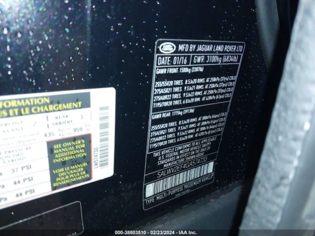 SALWV2EF4GA574733 Land Rover Range Rover Sport 5.0l V8 Supercharged Autobiography