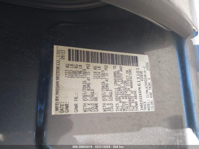 Nissan Frontier S 4x4 2023 1N6ED1EK6PN613101 Image 9