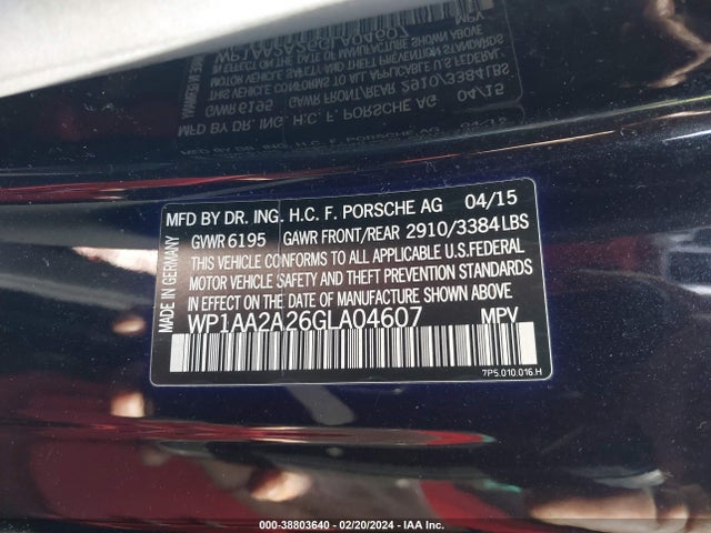 2016 PORSCHE CAYENNE WP1AA2A26GLA04607 Photo 8