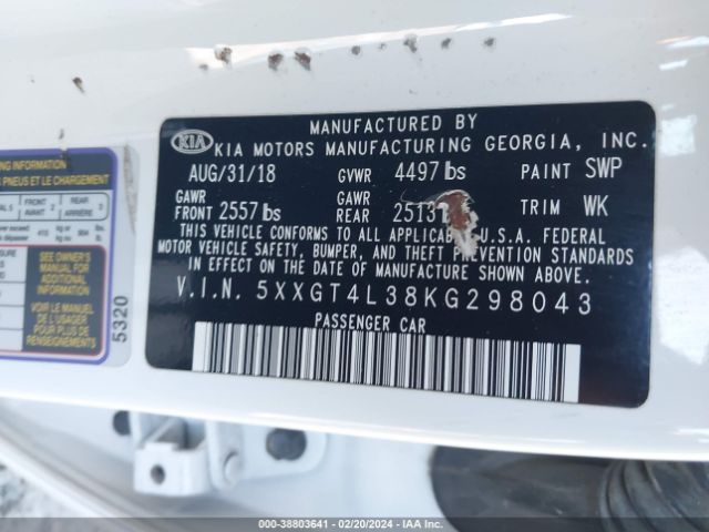 5XXGT4L38KG298043 KIA Optima S