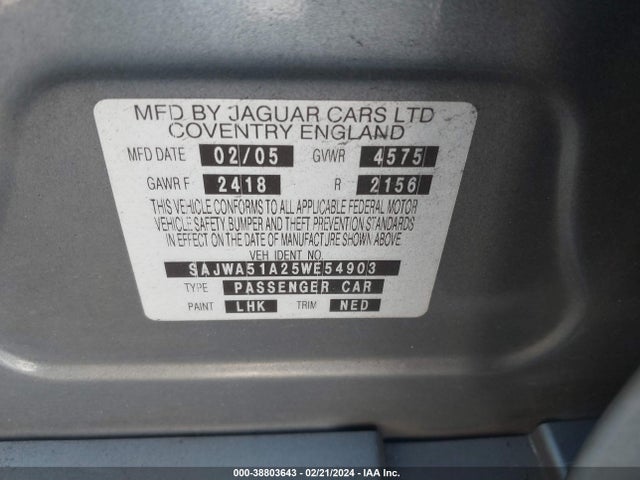 2005 JAGUAR X-TYPE SAJWA51A25WE54903 Photo 8