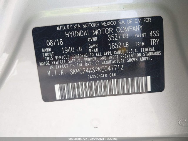 Hyundai Accent Sel 2019 3KPC24A32KE047712 Image 9